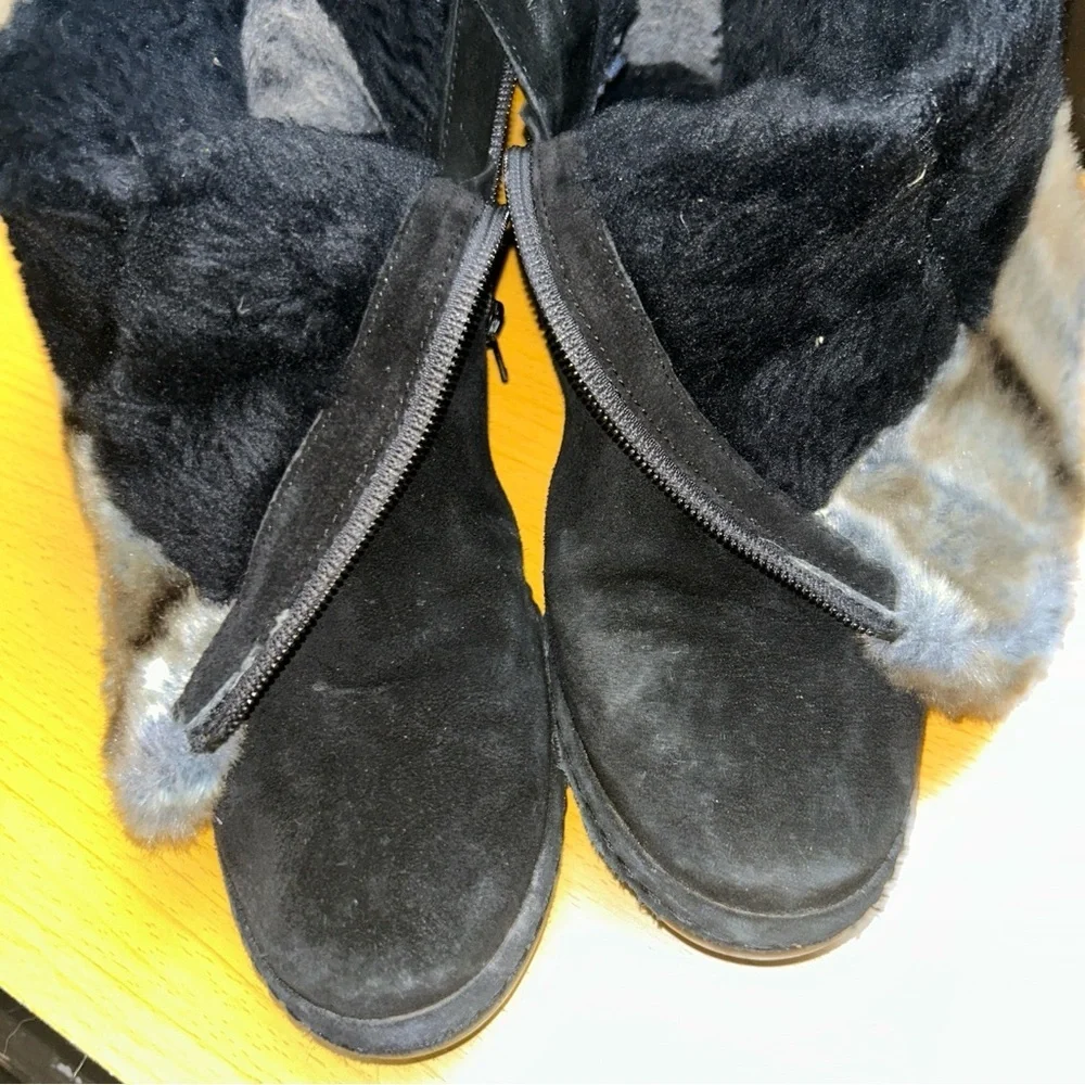 Stuart Weitzman Black Boots with Gray Trim